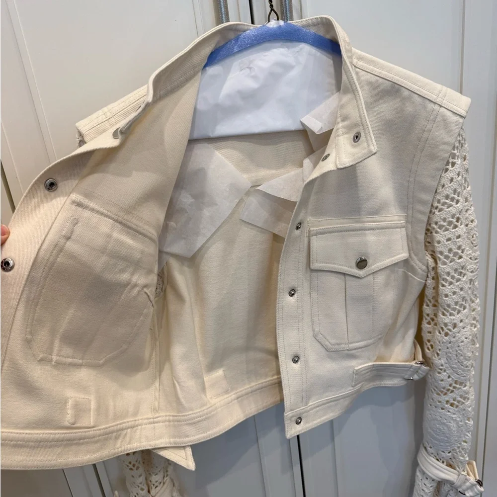 Veronica Beard Aylin Crochet-Sleeve Jacket – Size  small 4/6 - Picture 10 of 15